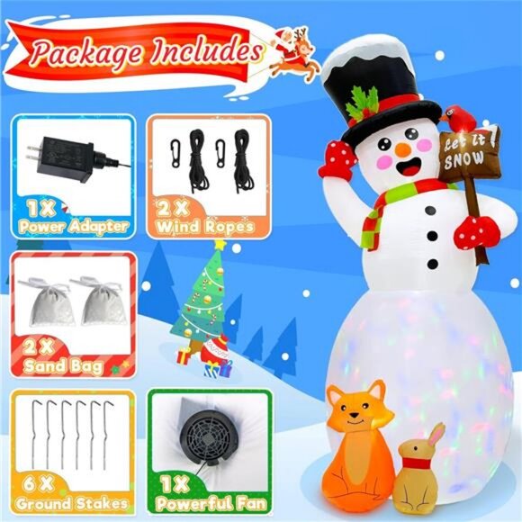 12ft Giant Snowman Inflatable | At Home 12FT Christmas Inflatable Snowman Outdoor Decoration, Christmas Blow Ups
